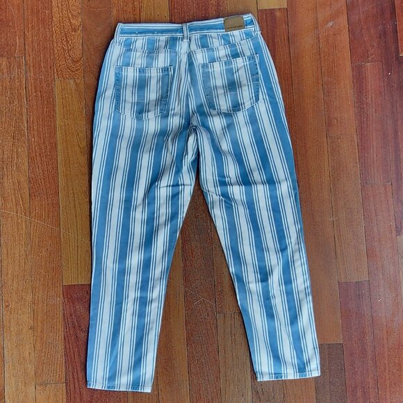 American Eagle Outfitters Blue/White Vertical Striped Mom Jeans Size 4 Short - Picture 12 of 16